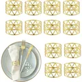 Produktbild: Relaxdays Serviettenringe, 12er Set, Geometrisch, Hxd: 3x4,5 Cm, Serviettenhalter, Papier- Und Stoffservietten, Gold