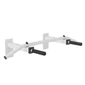 Produktbild: GORILLA SPORTS® Klimmzugstange - Wandmontage, mit 5 rutschfeste Griffe, bis 350 kg Belastbar, aus Stahl, inkl. Montageanleitung und Schrauben, Schwarz/Weiß - Pull Up Bar, Klimmzug Stange, Dip Bar