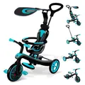 Produktbild: GLOBBER Explorer Trike 4in1 – Kinderwagen, Dreirad und Laufrad, 10/8,5 Zoll, TPR-Sitz, höhenverstellbar, türkis