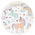 Produktbild: Folat 61927 Paper Party Tableware Pappteller Rund Ø 23cm Unicorns & Rainbows 23cm - 8 Stück Einweggeschirr Teller für Geburtstagsfeier, Babyparty, Hochzeit, Brautparty