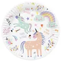 Produktbild: Folat 61927 Paper Party Tableware Pappteller Rund Ø Unicorns & Rainbows 23cm-8 S
