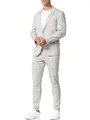 Produktbild: JEFF Herren JFLeo Set Anzug 2-teilig Sakko Hose Bundle | elastischer Herrenanzug Regular Fit für Männer Grey Check, 52