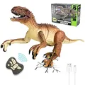 Produktbild: Kizmyee Dinosaurier Spielzeug, Dino Ferngesteuertes Velociraptor für Kinder, Realistische Gehbewegungen, Brüllt, Leuchtende Augen und Kopfschütteln, Weihnachten Geburtstag Geschenke für Kinder