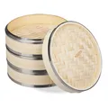 Produktbild: Bambus dampfgarer Dim Sum Dämpfer 3 Etagen natur Dampfgarer Bambus 1,2 kg