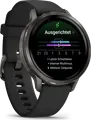 Produktbild: Garmin Venu 4 - 41 mm - Schiefer - intelligente Uhr mit Band - Silikon - schwarz - Handgelenkgröße: 110-175 mm - Anzeige 3.04 cm (1.2