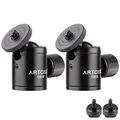 Produktbild: ARTCISE CB19 Mini Stativkugelkopf CNC 1/4 Blitzschuhadapter Abnehmbar, Panorama Kugelgelenk Kamerahalter für Smart Phone/DLSR Camera/Video Monitor, Max. Belastung 6.61lb/3kg (Packung mit 2 Stück)