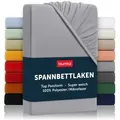 Produktbild: Blumtal Spannbettlaken Bettlaken aus Mikrofaser OEKO-TEX® zertifiziertes Laken, Mikrofaser, Gummizug: rundum, (1 Stück), Oeko-TEX® Zertifiziert grau 140 cm x 200 cm