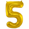 Produktbild: XL Folienballon Zahl 5 in gold, 86 cm, 1 Stück, Helium Ballon (unbefüllt)