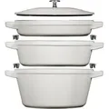 Produktbild: STAUB La Cocotte - Set of Pfannen (3 Stück, rund, Gusseisen, weiße Trüffel) - Weiß