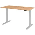 Produktbild: HAMMERBACHER XMKA16 elektrisch höhenverstellbarer Schreibtisch asteiche rechteckig, C-Fuß-Gestell silber 160,0 x 80,0 cm