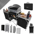 Produktbild: 24MOVE® Campingküche Campo faltbar, Outdoorküche mit Arbeitsplatte und Staufächern inkl. Windschutz und Tragetasche