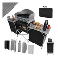 Produktbild: 24MOVE® Campingküche CAMPO faltbar, Alu Outdoorküche mit Arbeitsplatte und Staufächern inkl. Windschutz und Tragetasche
