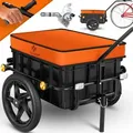 Produktbild: Fahrradanhänger Lastenanhänger Handwagen mit Kupplung Hochdeichsel für Fahrrad Transportanhänger Transportbox mit 70 Liter Volumen Max. 60kg Orange