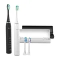 Produktbild: TrueLife Schallzahnbürste SonicBrush Clean30 Duo – Schallzahnbürste Set mit 5 Modi, 30 Tage Akku, USB-C, Timer, IPX7 wasserdicht, 2 Zahnbürsten inkl. Aufsteckbürsten & Reiseetui (Schwarz und Weiß)