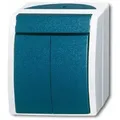 Produktbild: Busch-Jaeger OCEAN Serienschalter, ohne Beleuchtung, grau/blau-grün, matt, Aufputz, IP44, 2f