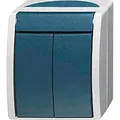 Produktbild: Busch-Jaeger Lichtschalter Ocean 2601/5 W-53, grau / blaugrün, Aufputz 2-fach, Feuchtraum IP44, Serienschalter