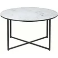 Produktbild: SalesFever Couchtisch 80 cm | Glasplatte foliert in Marmor-Optik | Gestell Metall | B 80 x T 80 x H 45 cm | weiß-schwarz