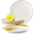 Produktbild: Konsimo® Speiseteller-Set, Ecru, Gold, Keramik, 6-teilig, Rund, 26x2.5x26 cm, Essen & Trinken, Geschirr, Geschirr-Sets, Teller-Sets