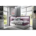 Produktbild: Boxspringbett Gästebett Kinderbett FABIAN Nr.3 90x200cm Weiss-Rosa Seite Links