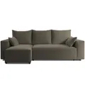 Produktbild: 4ALL HOME Ecksofa mit Schlaffunktion Tobi 246x145 cm - Couch - Sofa mit Bettkasten - Eckcouch - L-Form - Schlaffsofa - Schlafsofa mit Bettkasten - Universal (Velo 625 Grau-Braun)