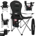 Produktbild: 24MOVE® Campingstuhl Salvador faltbar Camping Klappstuhl gepolstert inkl. Tragetasche, bis 150kg belastbar, schwarz