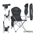 Produktbild: 24MOVE® Campingstuhl Salvador faltbar Camping Klappstuhl gepolstert inkl. Tragetasche, bis 150kg belastbar, schwarz