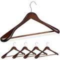 Produktbild: Relaxdays Kleiderbügel 10024659, aus Massivholz, Anzugbügel, dunkelbraun, 44,5cm breit, 5 Stück