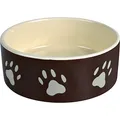 Produktbild: Trixie Futterstation aus Keramik, Fußabdrücke, 0,3 l, Ø12 cm, Braun/Taupe