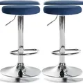 Produktbild: CLP 2er Set Barhocker Ponte Samt blau/Metall in Chromoptik