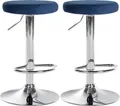 Produktbild: CLP 2er Set Barhocker Ponte Samt höhenverstellbar und drehbar,blau Metall in Chromoptik