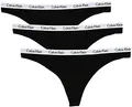 Produktbild: Calvin Klein Damen 3er Pack Strings Thong Unterwäsche, Mehrfarbig (Black/White/Grey Heather), XL