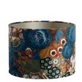 Produktbild: Lampenschirm Zylinder in Velours mit Blumen Motiven in Blau für Tischleuchte Tischlampe 20-20-15