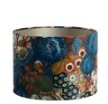 Produktbild: Dirk Davids Leuchten GmbH Lampenschirm Lampenschirm Zylinder in Velours mit Blumen Motiven in Blau 20-20-15cm, Zeitlose Eleganz