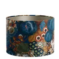 Produktbild: Lampenschirm Zylinder in Velours mit Blumen Motiven in Blau für Tischleuchte ...