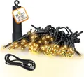 Produktbild: Akku Lichterkette per USB aufladbar bis 10 Tage Leuchtdauer mit Timer - 200 LED auf 15m - Außen Dekolicht warm weiß mit 8 Funktionen