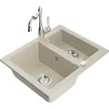 Produktbild: Mexen Carlos 1,5-Kammer Granitspüle mit Armatur Carla, Beige, Einbau