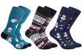 Produktbild: BRUBAKER 3 Paar Weihnachtssocken - Lustige Socken für Damen und Herren mit Weihnachtsmotiven - Schneemänner und Let It Snow - Baumwolle Blau - Geschenk Weihnachten - EU 35-40