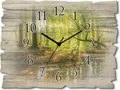 Produktbild: ARTland Holz Wanduhr Quarzuhr - schwarzer Zeiger Wald mit Bach Größe: 40x30 cm