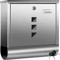 Produktbild: KESSER® Briefkasten Edelstahl mit Zeitungsfach Namensschild , Sichtfenster, gebürstet , 3x Schlüssel abschließbar , Pulverbeschichtet , Wandmon... - Silber