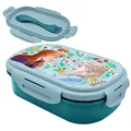 Produktbild: Frozen Lunchbox mit Göffel, Lunchbox mit zwei Fächern und Besteck-Set für Kinder, 21 cm Lebensmittelbehälter, Schulgeschenk für Mädchen, Schule, Bunt