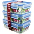 Produktbild: EMSA Clip & Close Frischhaltedose 1l, Kunststoff 19,7 x 13,6 x 20,1 cm, klar/blau (3er Pack)
