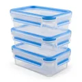 Produktbild: emsa Frischhaltedosen-Set CLIP & CLOSE 7 cm hoch 1,0 l transparent, blau
