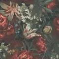 Produktbild: Bricoflor Schwarze Tapete mit Blumen in Rot Grün Vintage Blumentapete Dunkel Ideal für Wohnzimmer und Schlafzimmer