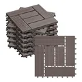 Produktbild: WOLTU 11 Stück WPC Terrassenfliesen Holzoptik Coffe, Fliese klicksystem Terrassendielen Bodenfliese Klickfliese Bodenbelag (1 m²)