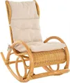 Produktbild: Krines Home Schaukelstuhl Luxor Schaukelstuhl Natur Rattan Schaukelsessel Relaxsessel, mit Polsterauflage