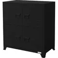 Produktbild: Aktenschrank, 75x40x80,5 Cm, Schwarz, Stahl, Freistehender Büroschrank 4 Beinen, Metallspind 4 Türen, 2 Innenfächer, Industrial, Lagerschrank Stahlschrank Metallschrank Aufbewahrungsschrank - Ml-design