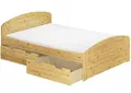 Produktbild: ERST-HOLZ Massivholzbett Doppelbett Funktionsbett 140 cm x 200 cm Kiefer Massiv, Kiefer farblos lackiert