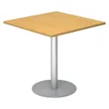 Produktbild: bümö Besprechungstisch, Esstisch klein, Tisch eckig 80x80 cm - Kleiner Esstisch Buche, Rundtisch Esstisch 2 Personen mit Holz-Platte, Säule aus Metall in Silber, Konferenztisch, Bistrotisch
