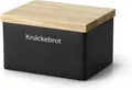 Produktbild: Continenta Vorratsdose mit Holzdeckel, Aufbewahrungsbehälter, Vorratsbox, Keramik / Gummibaumholz, Schwarz, 17.5 x 13.5 x 11 cm, 3750