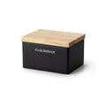 Produktbild: Continenta Knäckebrotdose aus Keramik, 17,5 x 13,5 x H11 cm, mit Holzdeckel, Vorratsdose für Knäckebrot, Knäckebrotbox mit Schrift 